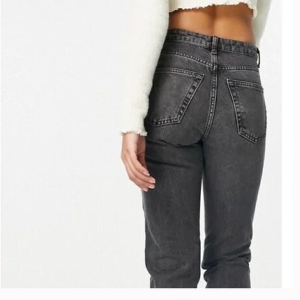 TopShop grey black 100% cotton high rise mom jeans 26